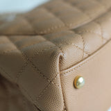 Chanel Caramel Caviar Small Coco Top Handle with Aged Gold Hardware