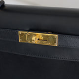 Vintage Hermès Black Box Calf Kelly 28 Gold Hardware