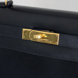 Vintage Hermès Black Box Calf Kelly 28 Gold Hardware