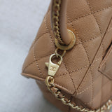 Chanel Caramel Caviar Small Coco Top Handle with Aged Gold Hardware