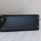 Vintage Hermès Black Box Calf Kelly 28 Gold Hardware