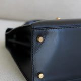 Vintage Hermès Black Box Calf Kelly 28 Gold Hardware