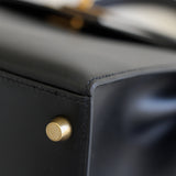 Vintage Hermès Black Box Calf Kelly 28 Gold Hardware
