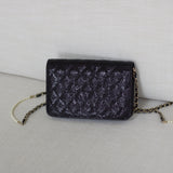 Chanel Black Crackled Patent Caviar Pearl Wallet on Chain with Light Gold Hardware