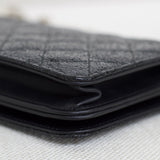 Chanel Black Crackled Patent Caviar Pearl Wallet on Chain with Light Gold Hardware
