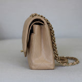 Chanel Beige Caviar Medium Classic Flap with Light Gold Hardware