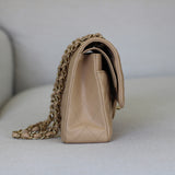 Chanel Beige Caviar Medium Classic Flap with Light Gold Hardware