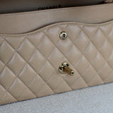 Chanel Beige Caviar Medium Classic Flap with Light Gold Hardware