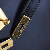 Vintage Hermès Black Box Calf Kelly 28 Gold Hardware