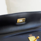 Vintage Hermès Black Box Calf Kelly 28 Gold Hardware