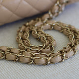 Chanel Beige Caviar Medium Classic Flap with Light Gold Hardware