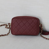 Chanel Burgundy Caviar Coco Tassel Camera Bag with Light Gold Hardware