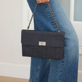 Vintage Chanel Denim Chocolate Bar with Aged Silver Hardware