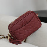 Chanel Burgundy Caviar Coco Tassel Camera Bag with Light Gold Hardware
