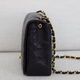 Vintage Chanel Black Lambskin Full Flap with 24k Gold Hardware