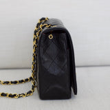 Vintage Chanel Black Lambskin Full Flap with 24k Gold Hardware