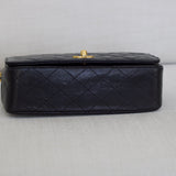 Vintage Chanel Black Lambskin Full Flap with 24k Gold Hardware