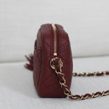 Chanel Burgundy Caviar Coco Tassel Camera Bag with Light Gold Hardware