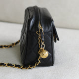 Vintage Chanel Black Caviar Mini Coco Crush Camera Bag with 24k Gold Hardware