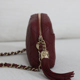 Chanel Burgundy Caviar Coco Tassel Camera Bag with Light Gold Hardware