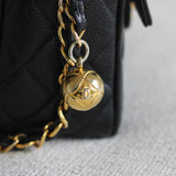 Vintage Chanel Black Caviar Mini Coco Crush Camera Bag with 24k Gold Hardware