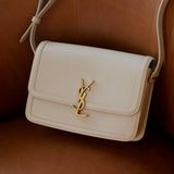 Saint Laurent Cream Calfskin Medium Solferino Bag