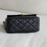 Vintage Chanel Black Caviar Mini Coco Crush Camera Bag with 24k Gold Hardware