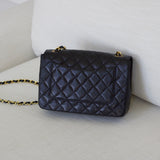 Vintage Chanel Black Lambskin Full Flap with 24k Gold Hardware