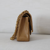 Vintage Chanel Dark Beige Caviar Medium Classic Flap with 24k Gold Hardware