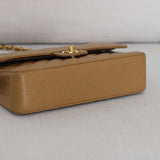 Vintage Chanel Dark Beige Caviar Medium Classic Flap with 24k Gold Hardware