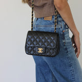 Chanel Black Caviar Mini Square with Gold Hardware