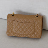 Vintage Chanel Dark Beige Caviar Medium Classic Flap with 24k Gold Hardware