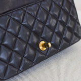 Vintage Chanel Black Lambskin Full Flap with 24k Gold Hardware