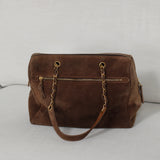 Vintage Chanel Brown Suede Tote with 24k Gold Hardware