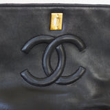 Vintage Chanel Black Lambskin Full Flap with 24k Gold Hardware