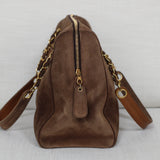 Vintage Chanel Brown Suede Tote with 24k Gold Hardware