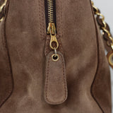 Vintage Chanel Brown Suede Tote with 24k Gold Hardware