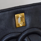 Vintage Chanel Black Lambskin Full Flap with 24k Gold Hardware