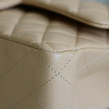Chanel Beige Caviar Medium Classic Flap with Light Gold Hardware