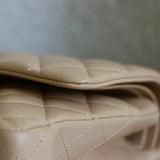 Chanel Beige Caviar Medium Classic Flap with Light Gold Hardware