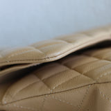 Chanel Beige Caviar Medium Classic Flap with Light Gold Hardware