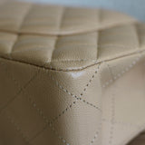 Chanel Beige Caviar Medium Classic Flap with Light Gold Hardware