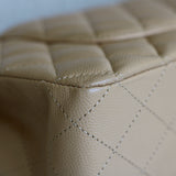 Chanel Beige Caviar Medium Classic Flap with Light Gold Hardware