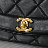 Vintage Chanel Black Lambskin Medium Diana with 24k Gold Hardware
