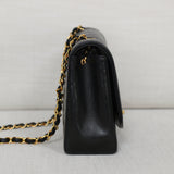 Vintage Chanel Black Lambskin Medium Diana with 24k Gold Hardware