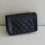 Vintage Chanel Back Lambskin Small Diana with 24k Gold Hardware