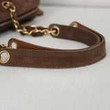 Vintage Chanel Brown Suede Tote with 24k Gold Hardware