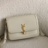 Saint Laurent Cream Calfskin Medium Solferino Bag