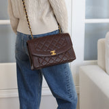 Vintage Chanel Chocolate Lambskin Medium Diana with 24k Gold Hardware