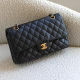 Vintage Chanel Black Caviar Medium Classic Flap with 24k Gold Hardware
